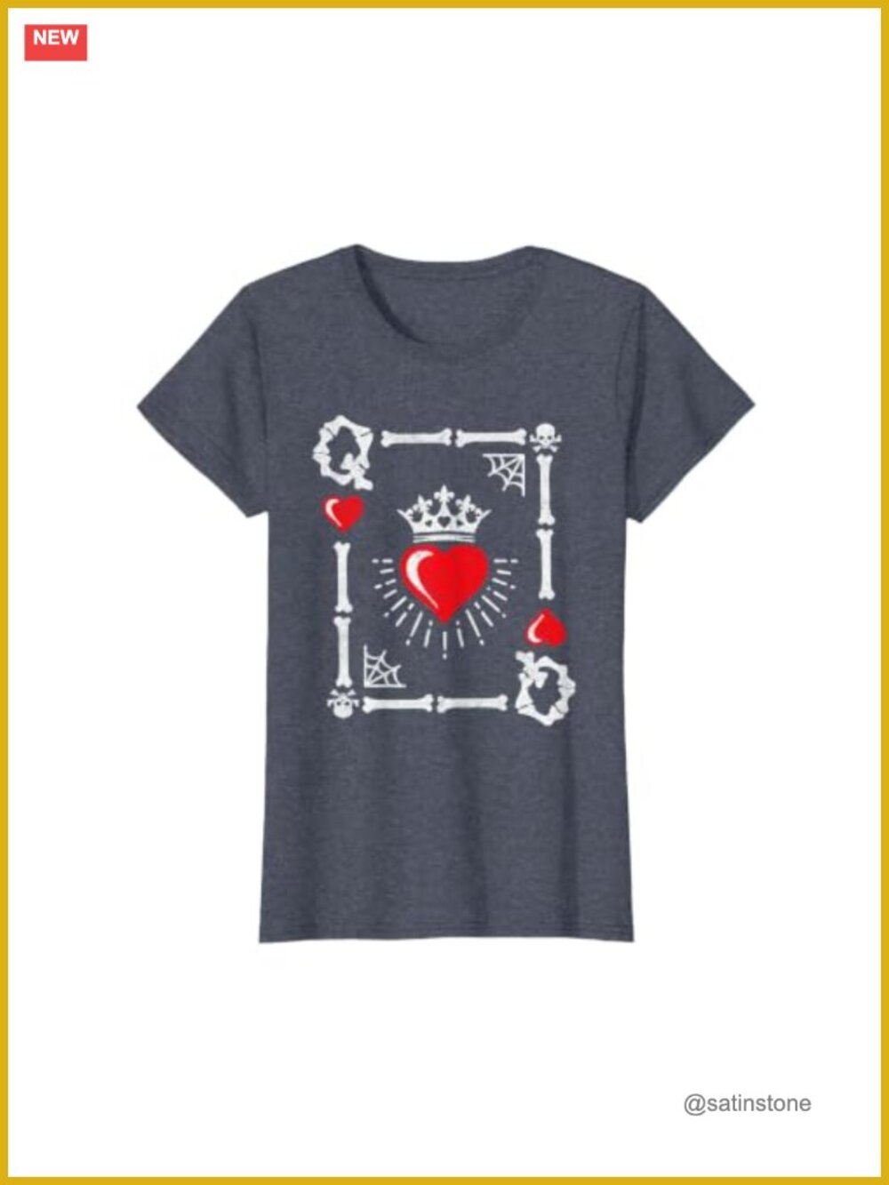 Queen of Hearts Halloween Costume Tee - Gothic Playing Card T-Shirt
